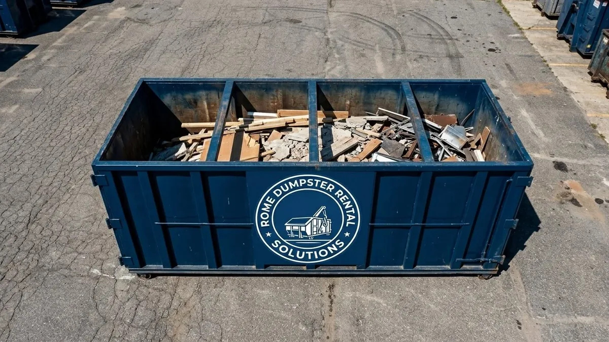 Rome Dumpster Rental Solutions roll-off truck serving Rome and the Rome area